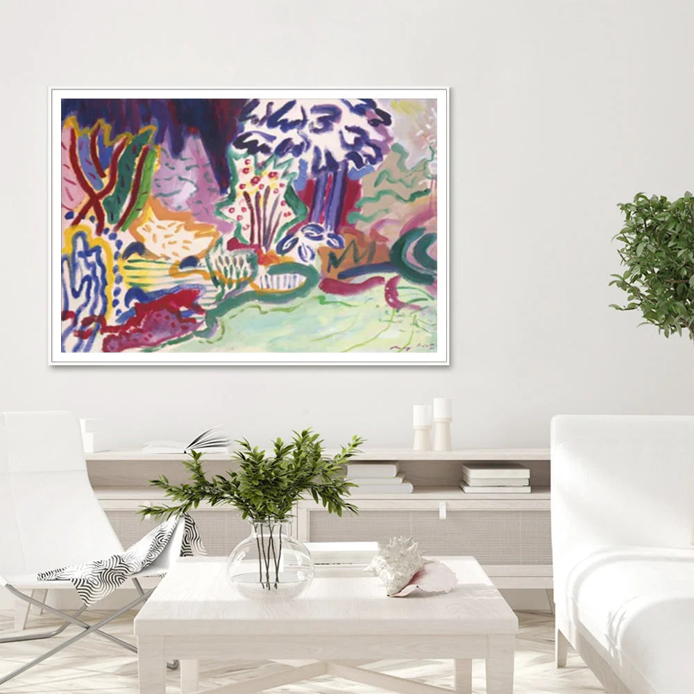 Wall Art Late Summer 70x100cm White Frame Canvas - Home &