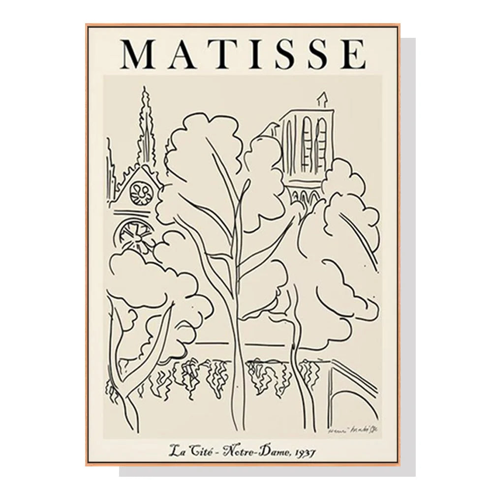Wall Art Line Art by Henri Matisse Wood Frame Canvas