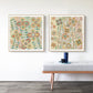 Wall Art Lovely Pattern II 70x70cm 2 Sets Wood Frame Canvas