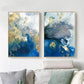 Wall Art Marbled Blue and Gold 50cmx70cm 2 Sets Gold Frame
