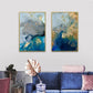 Wall Art Marbled Blue and Gold 60cmx90cm 2 Sets Gold Frame