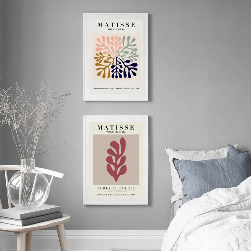 Wall Art Matisse 2 Sets White Frame Canvas 90x135cm - Home