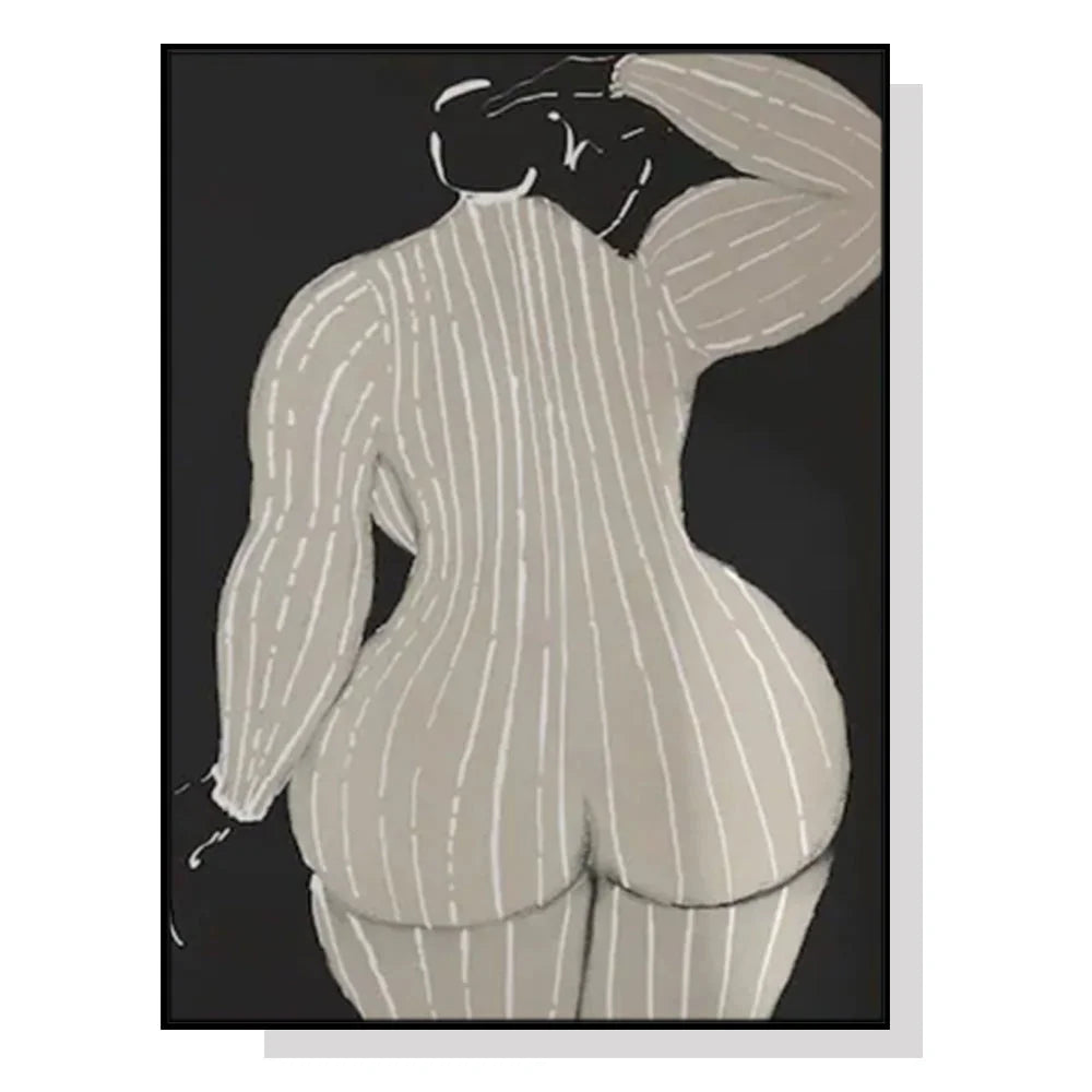 Wall Art Mid Century Lady 80x120cm Black Frame Canvas