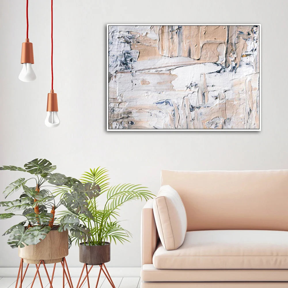 Wall Art Modern Abstract Oil Painting 50x70cm White Frame