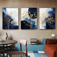 Wall Art Navy and Gold Watercolor Shapes 60x90cm 3 Sets