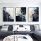 Wall Art Navy and Gold Watercolor Shapes 60x90cm 3 Sets