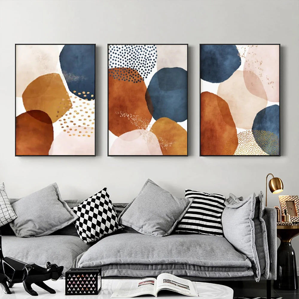 Wall Art Navy Pink Beige 80cmx120cm Black Frame Canvas 3