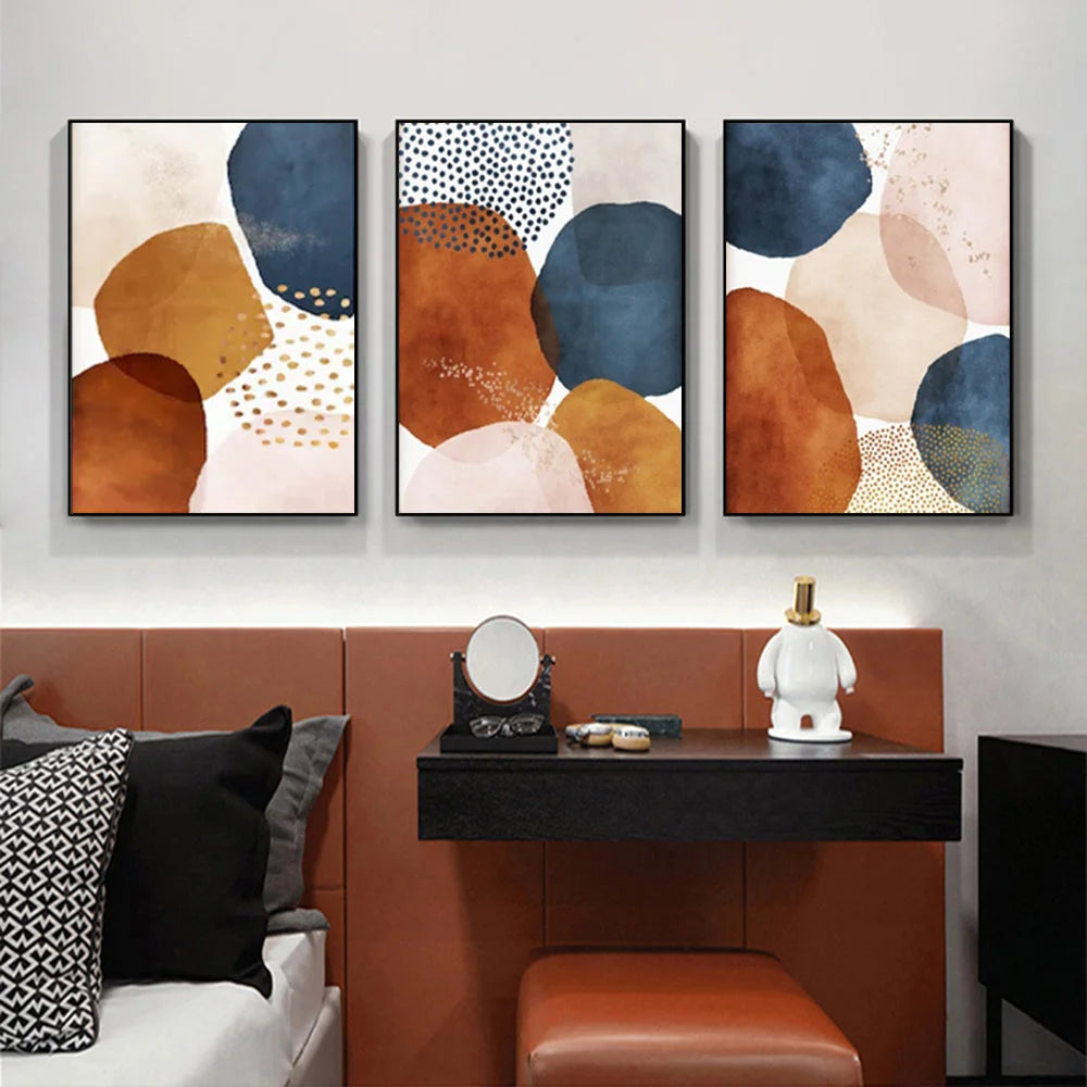 Wall Art Navy Pink Beige 80cmx120cm Black Frame Canvas 3