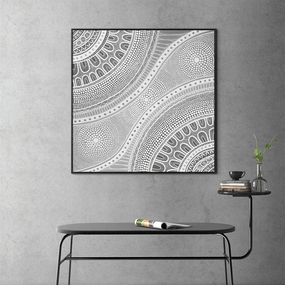 Wall Art Nayiri Bami 70x70cm Black Frame Canvas - Home &