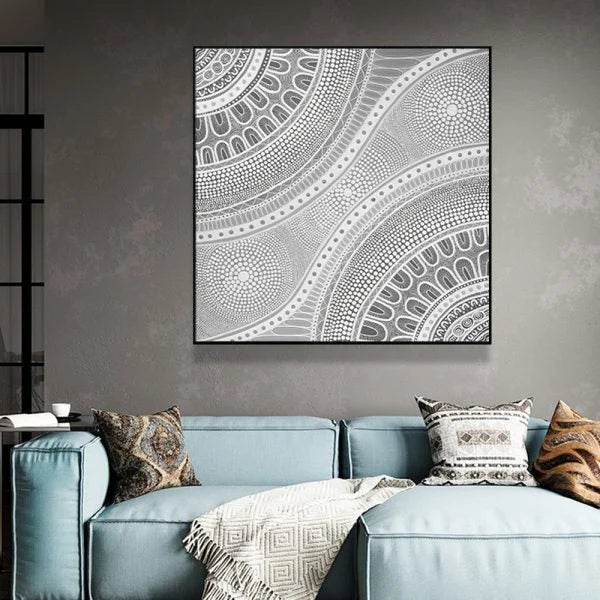 Wall Art Nayiri Bami 80x80cm Black Frame Canvas - Home &