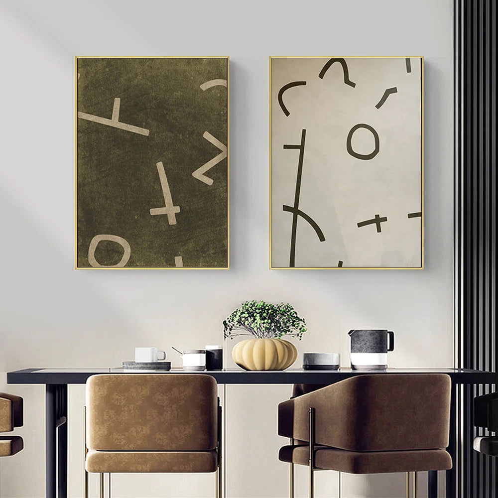 Wall Art Neutral Composition 50x70cm 2 Sets Gold Frame