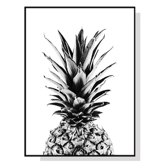 Wall Art Pineapple Canvas Black Frame 40cm x 60cm - Home &