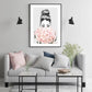 Wall Art Roses Girl Black Frame Canvas 100x150cm - Home &