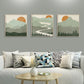 Wall Art Sage Green Landscapes 3-Piece Set 50x50cm Wood
