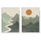 Wall Art Sage Green River & Mountain 2-Piece Set 50x70cm