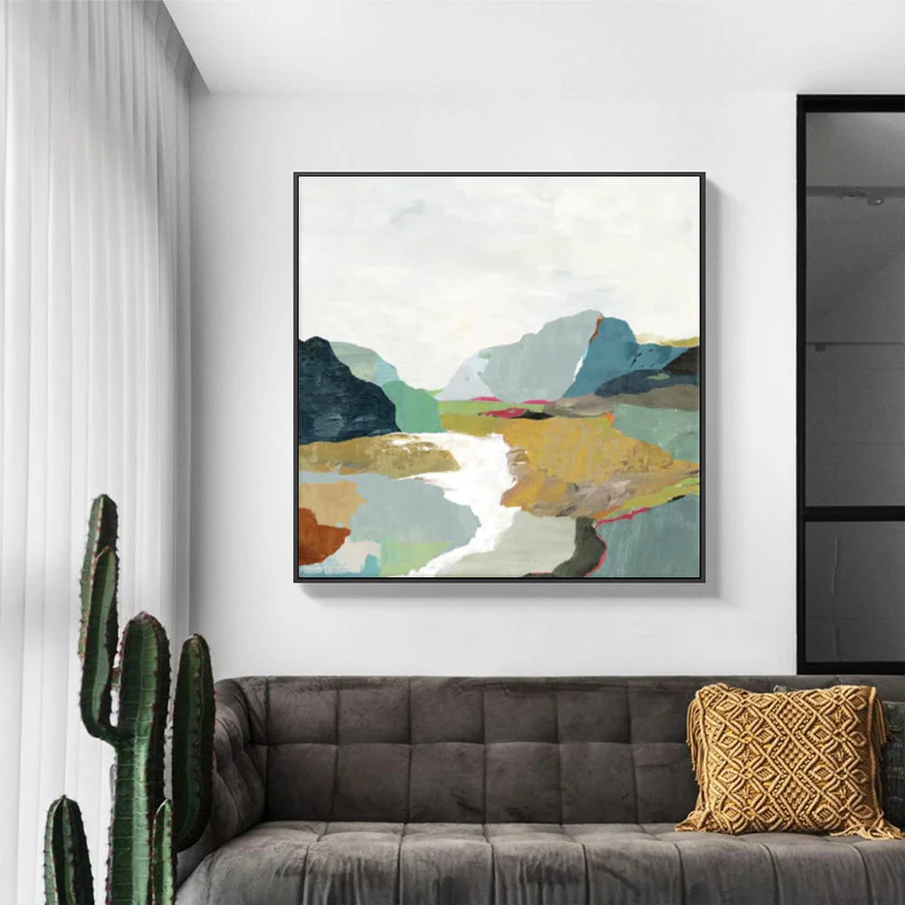 Wall Art September Afternoon 60x60cm Black Frame Canvas