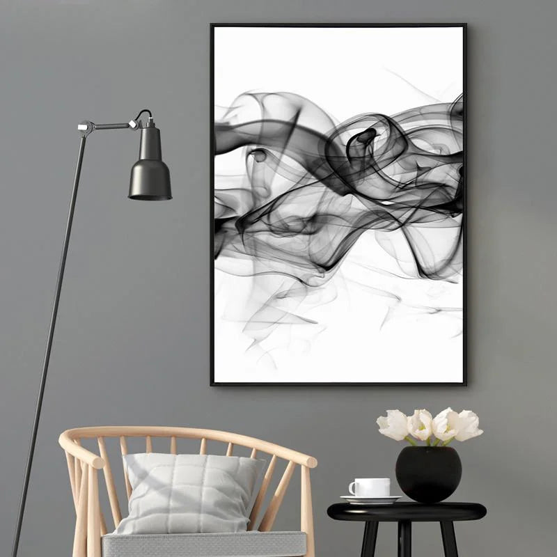 Wall Art Stylish Abstract Black 2 Sets Black Frame Canvas