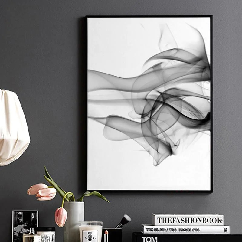 Wall Art Stylish Abstract Black 2 Sets Black Frame Canvas