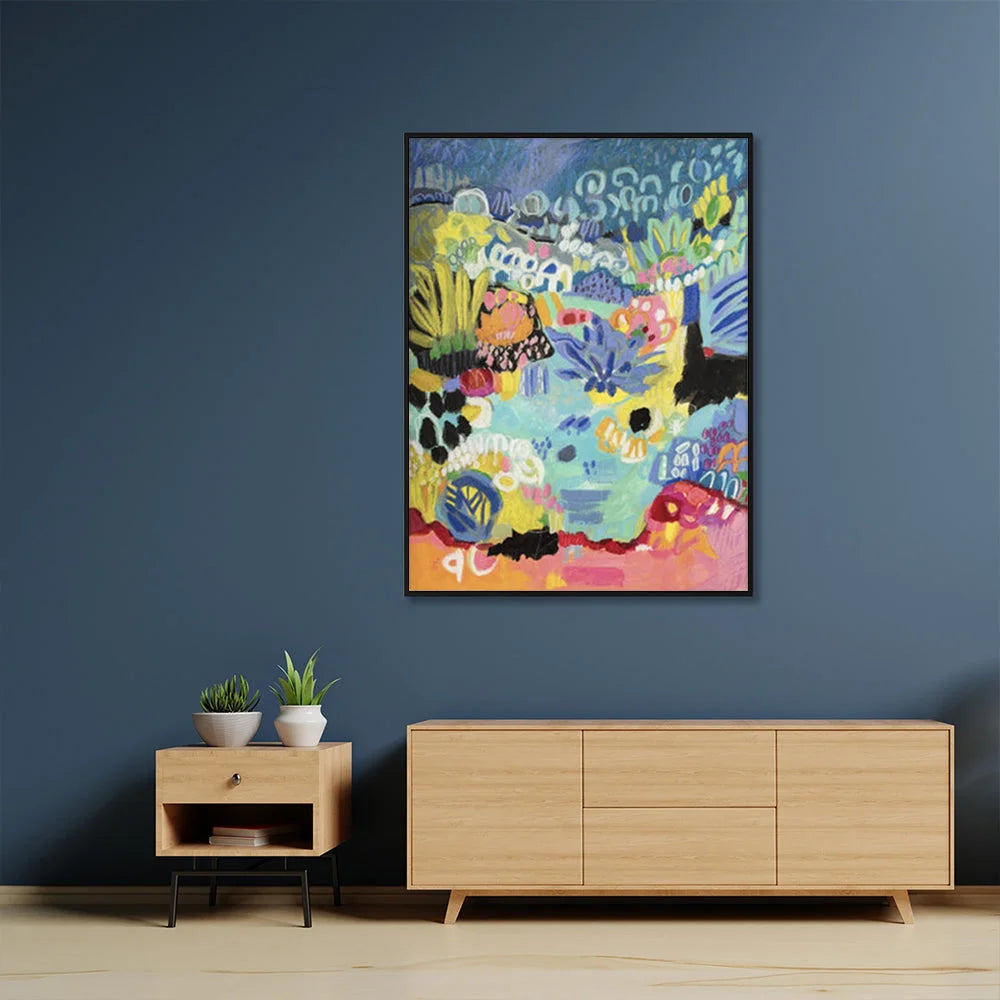 Wall Art Summer Smile B 50x70cm Black Frame Canvas - Home &