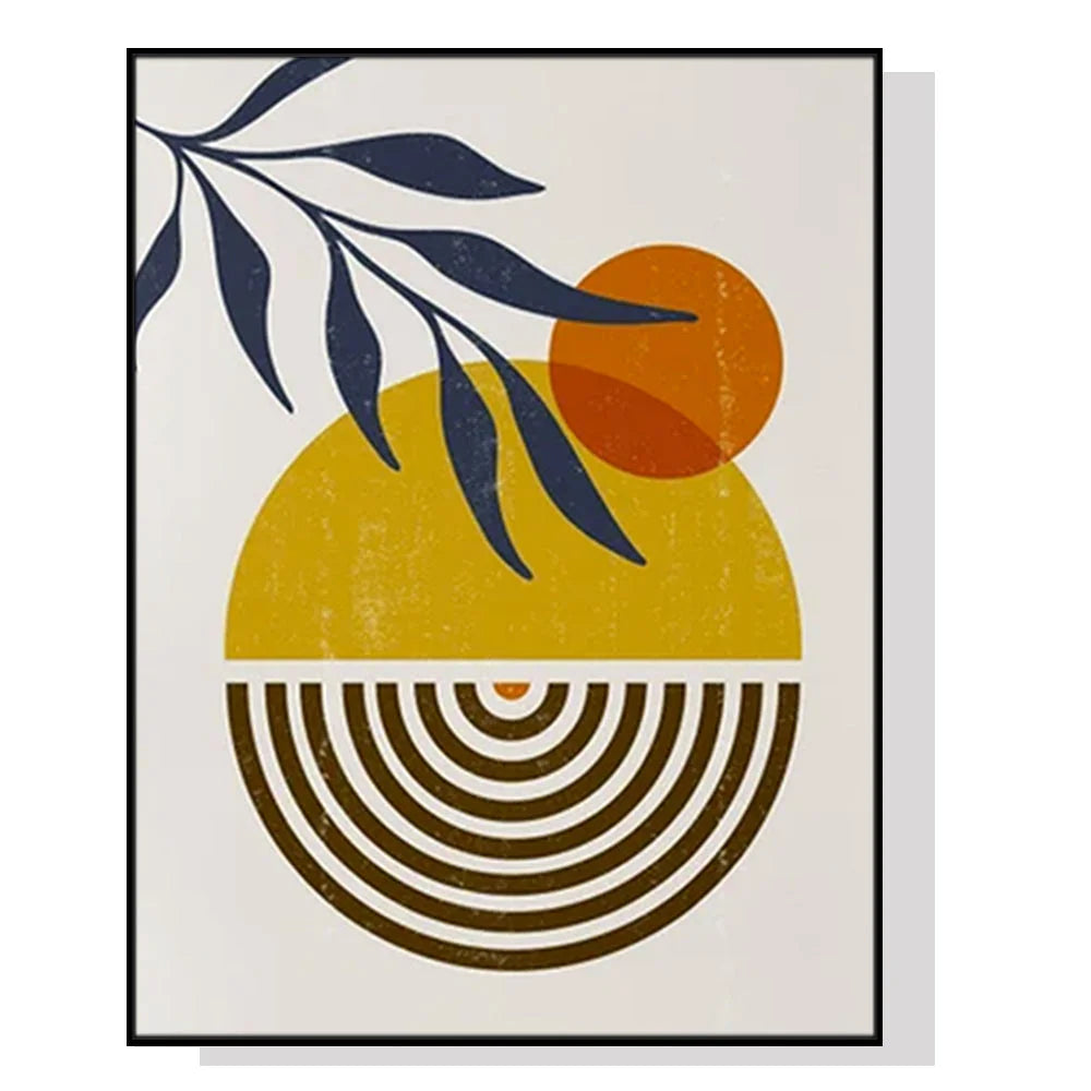 Wall Art Sun and Moon 70cmx100cm Black Frame Canvas - Home
