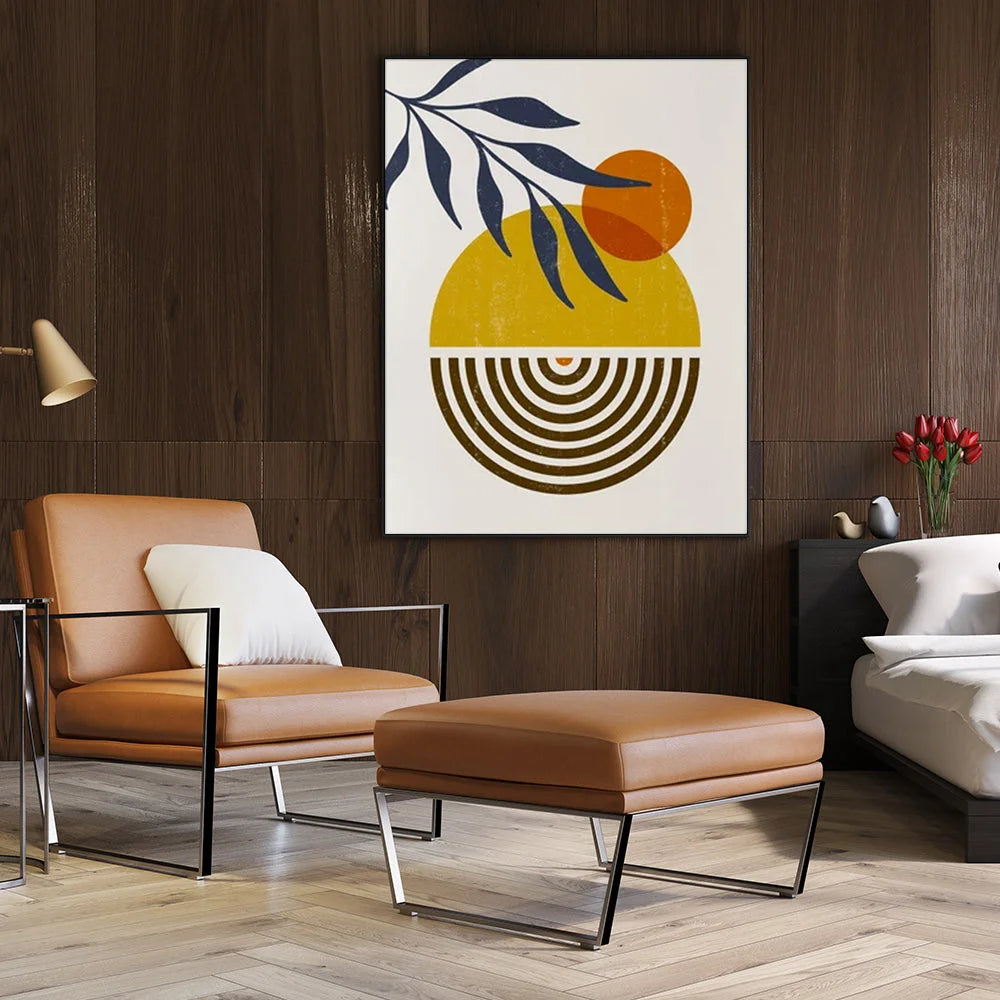 Wall Art Sun and Moon 70cmx100cm Black Frame Canvas - Home