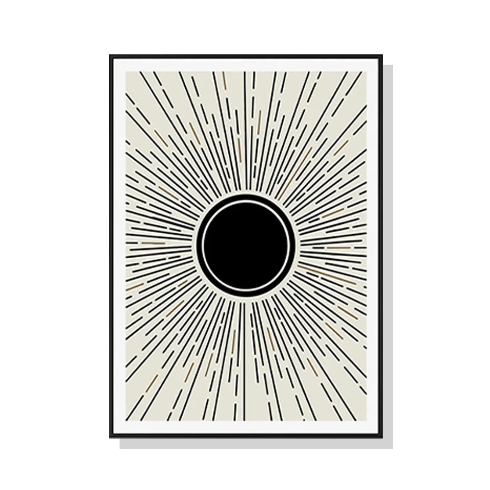 Wall Art Sun Rise Art Black Frame Canvas 60cmx90cm - Home &