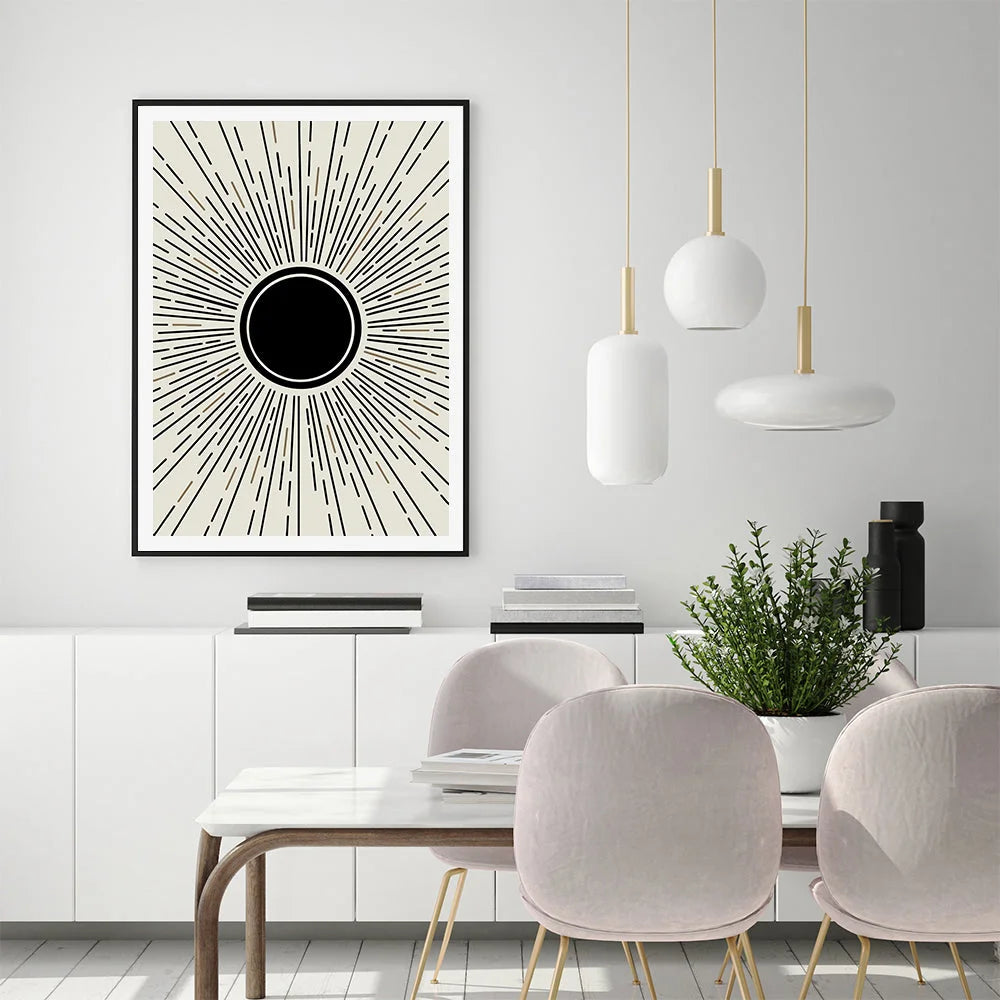 Wall Art Sun Rise Art Black Frame Canvas 90x135cm - Home &