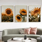 Wall Art Sunflower 60x90cm 3 Sets Gold Frame Canvas - Home