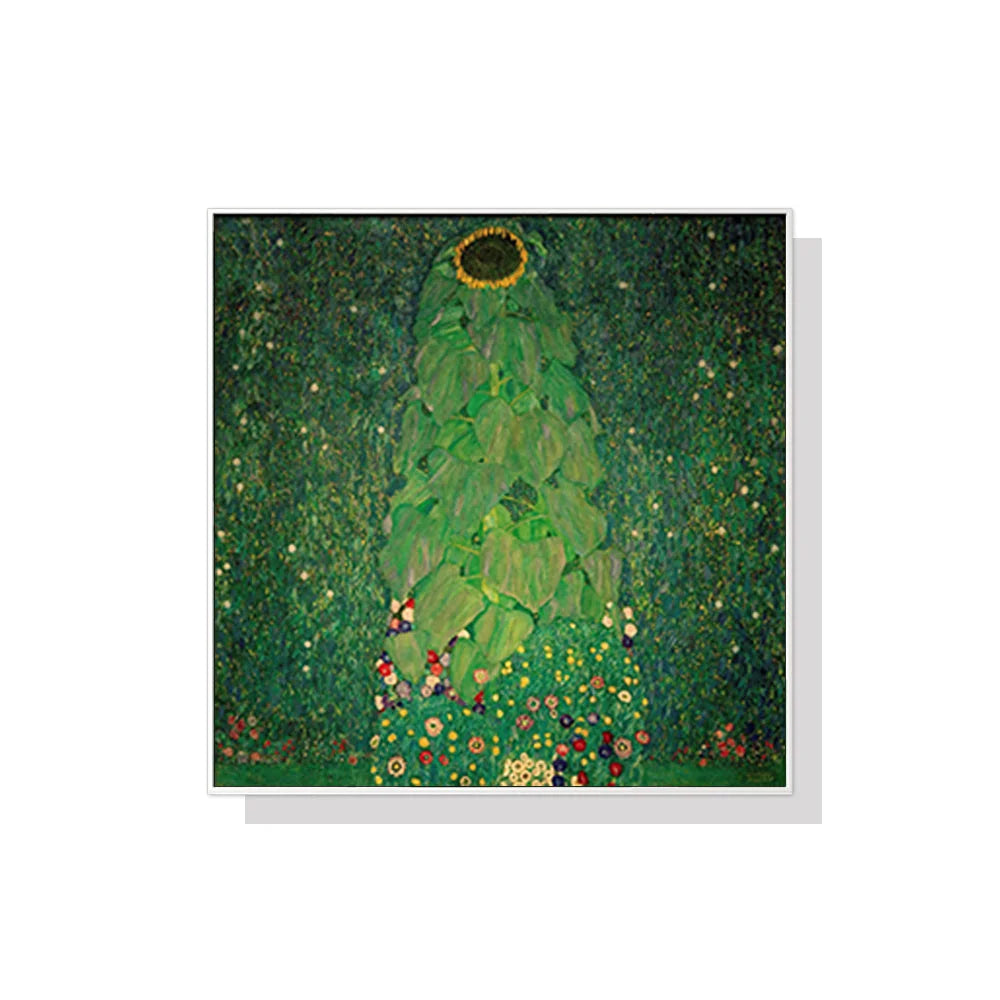 Wall Art Sunflower by Gustav Klimt White Frame Canvas