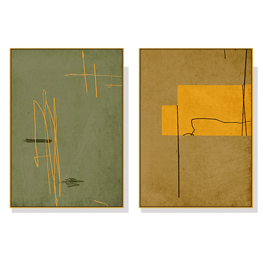Wall Art United Study 50x70cm 2 Sets Gold Frame Canvas