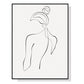 Wall Art Woman Back Line Art Black Frame Canvas 40x60cm