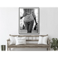 Wall Art Woman Drinking Wine 90x135cm Black and White Black