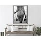 Wall Art Woman Drinking Wine Black & White Poster 40x60CM