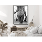 Wall Art Woman Drinking Wine Black & White Poster 50x70CM