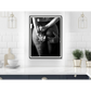Wall Art Woman Drinking Wine in the Bar 50x70cm Black Frame
