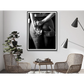 Wall Art Woman Drinking Wine in the Bar 50x70cm Black Frame