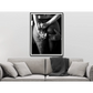 Wall Art Woman Drinking Wine in the Bar 50x70cm Black Frame