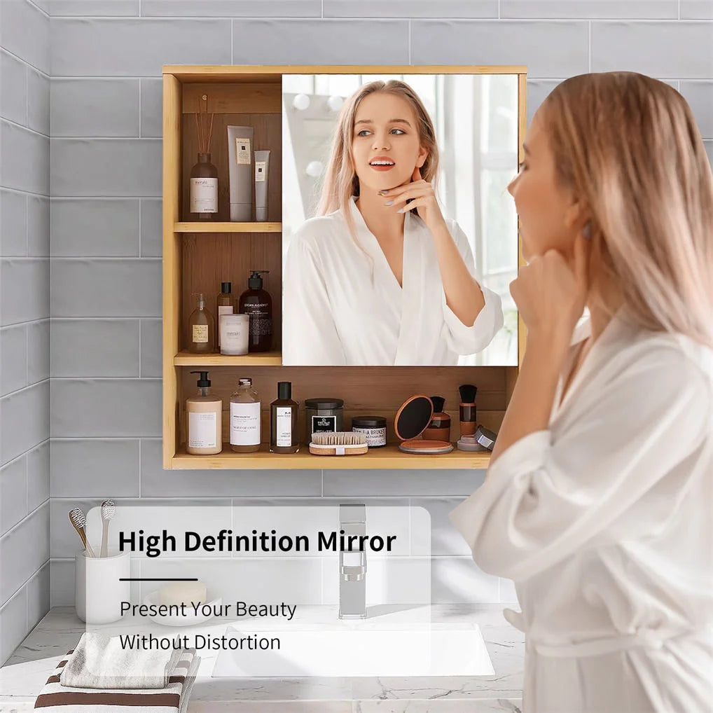 Storage cabinet with wall bathroom mirror medicine