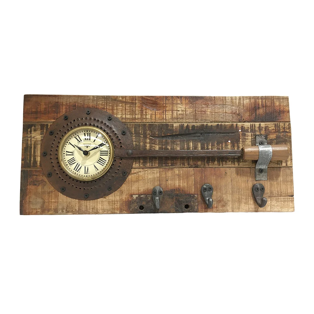 Wall Clock - Frying Pan on Recycled Wood - Appliances