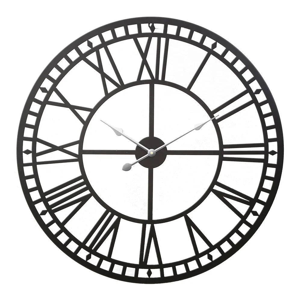 Metal 3d 80cm wall clock with round clock face