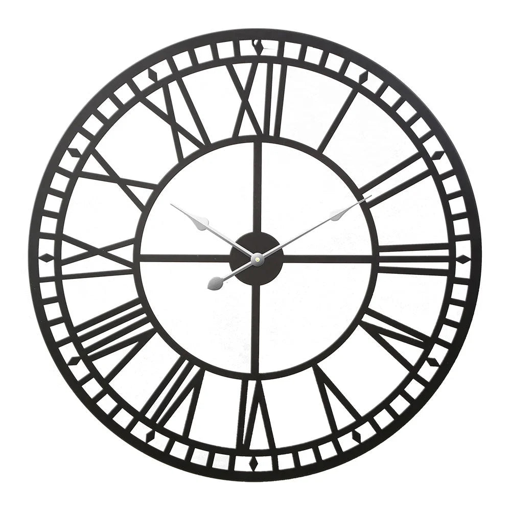 Metal 60cm wall clock with round clock face