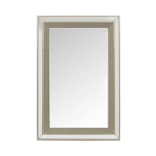 Wall Mirror MDF Silver Mirror Matching Fabric Rectangular