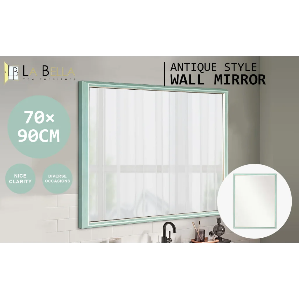 Wall Mirror Rectangular Frame Bathroom 70x90cm Turquoise