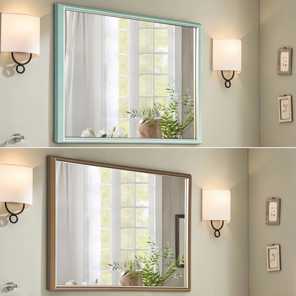 Wall Mirror Rectangular Frame Bathroom 70x90cm Turquoise