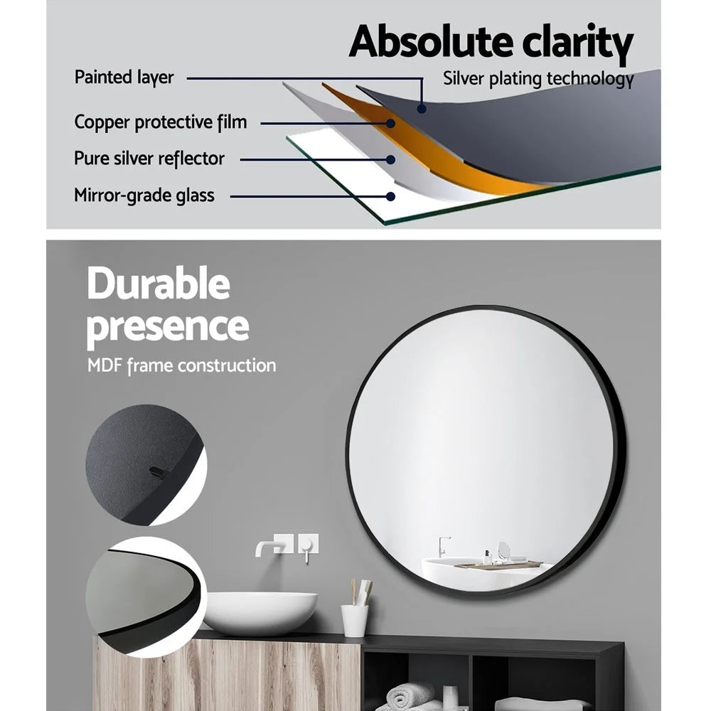 Wall Mirror Round 50cm Makeup Bathroom Frameless - Bathroom