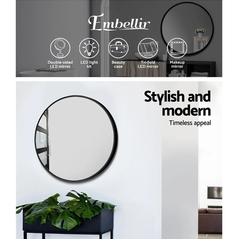 Wall Mirror Round 50cm Makeup Bathroom Frameless - Bathroom