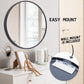 Wall Mirror Round Aluminum Frame 80cm BLACK (Set of 2)