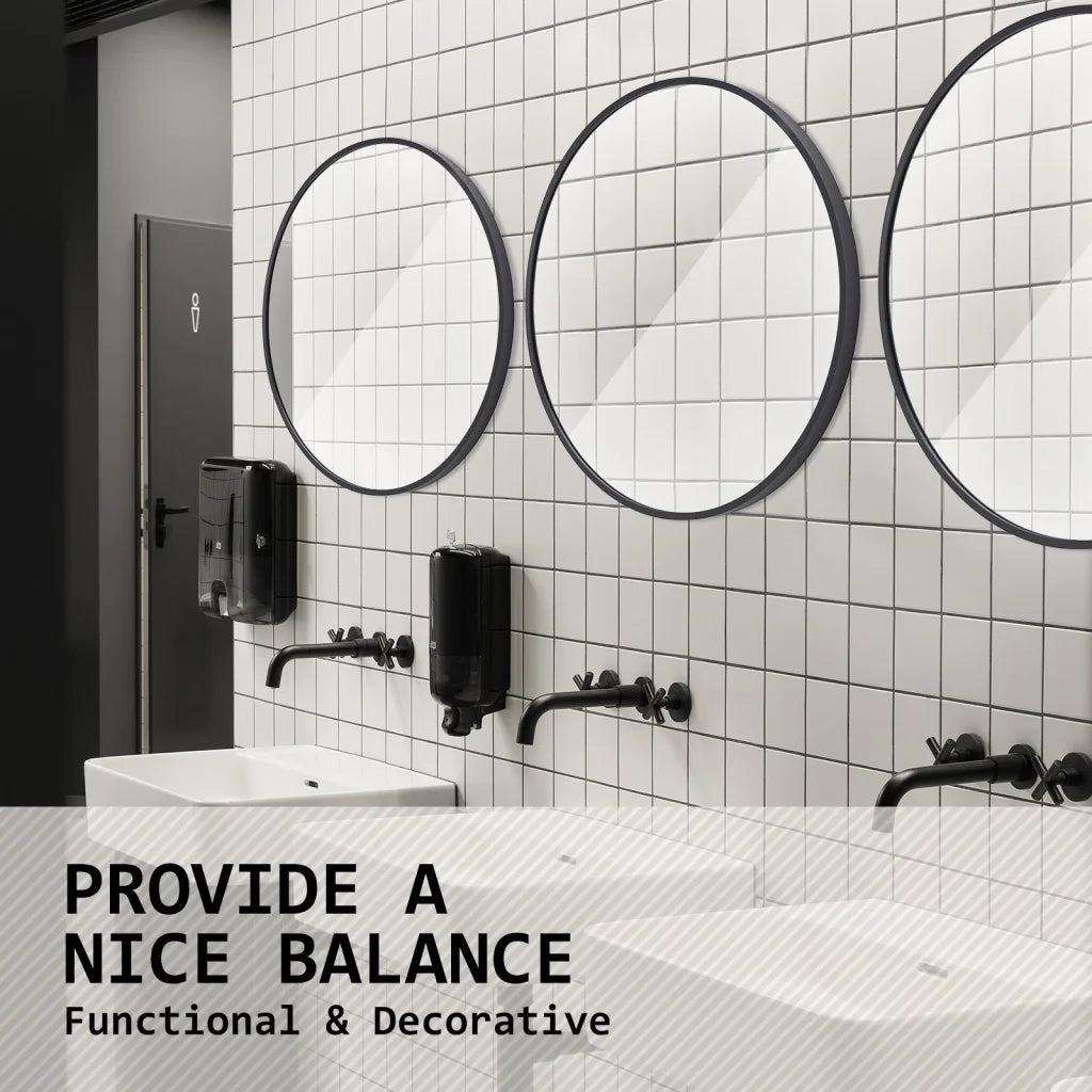 Wall Mirror Round Aluminum Frame Makeup Decor Bathroom