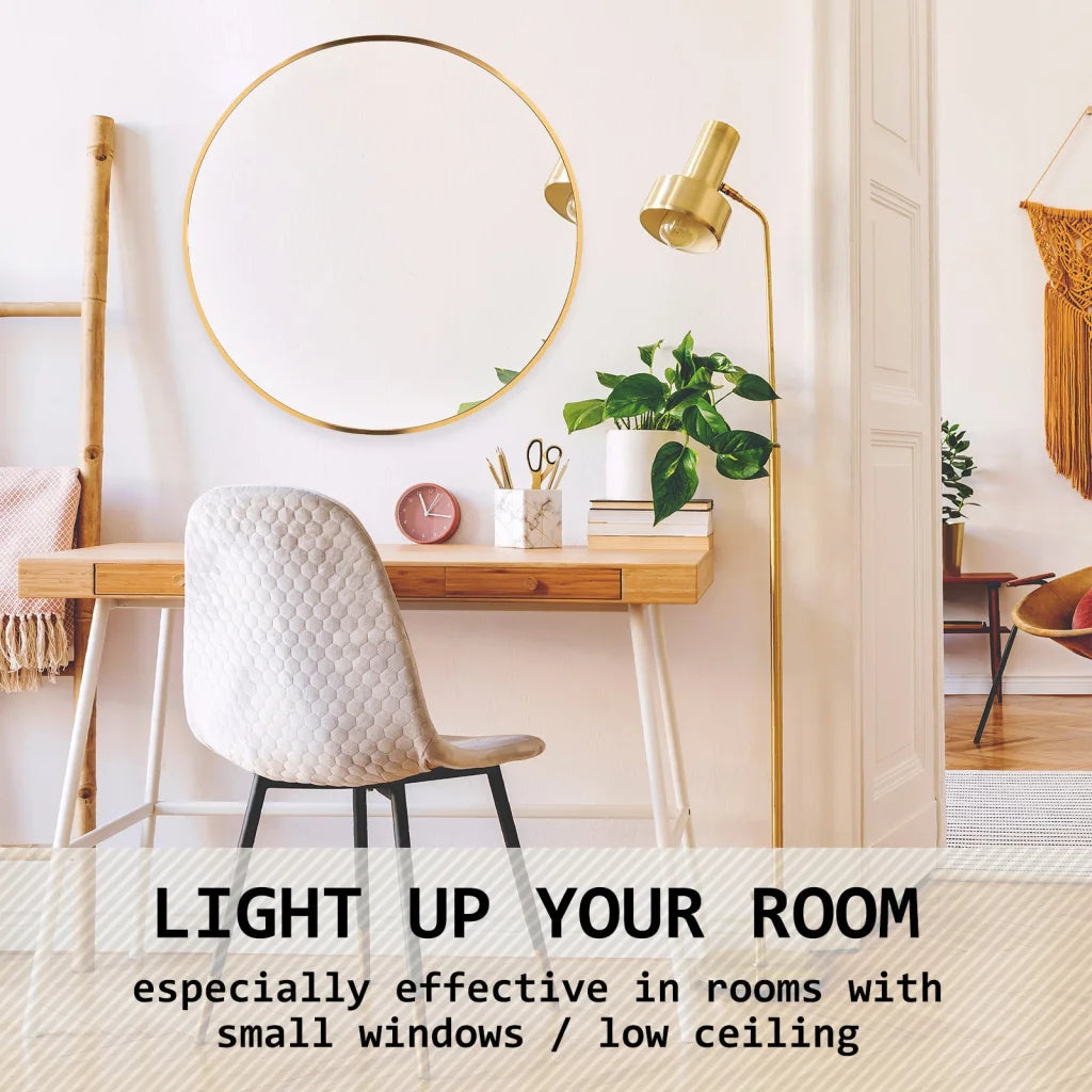 Wall Mirror Round Aluminum Frame Makeup Decor Bathroom