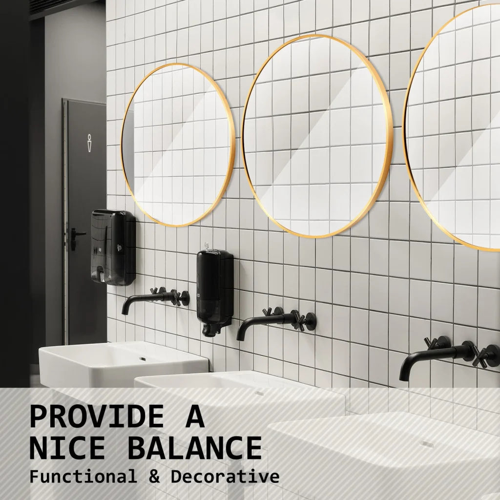 Wall Mirror Round Aluminum Frame Makeup Decor Bathroom